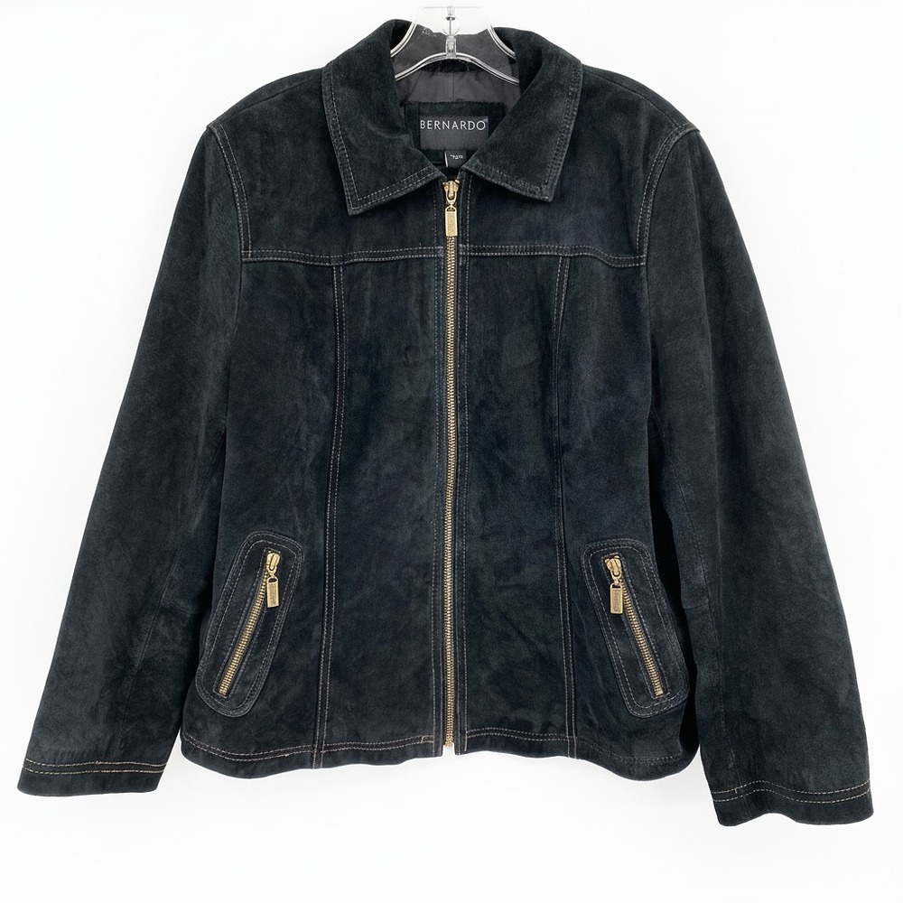 Bernardo Black Leather Zip-Up Jacket | Womens XL